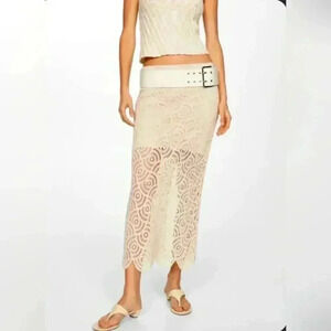 Mango Midi Crochet Skirt nwot